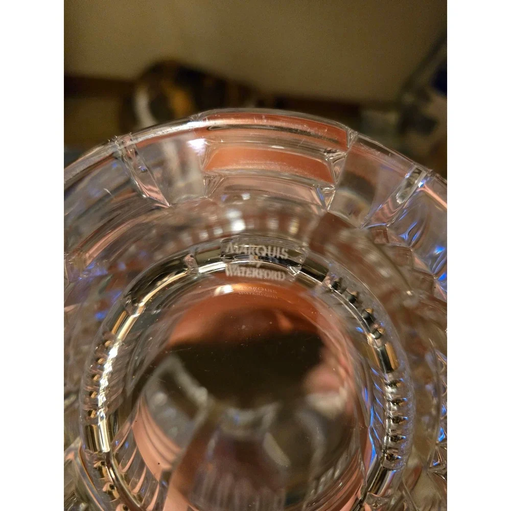 Marquis by‎ Waterford Crystal Vase Geometric Block Cut Clear Glass Flower Vase